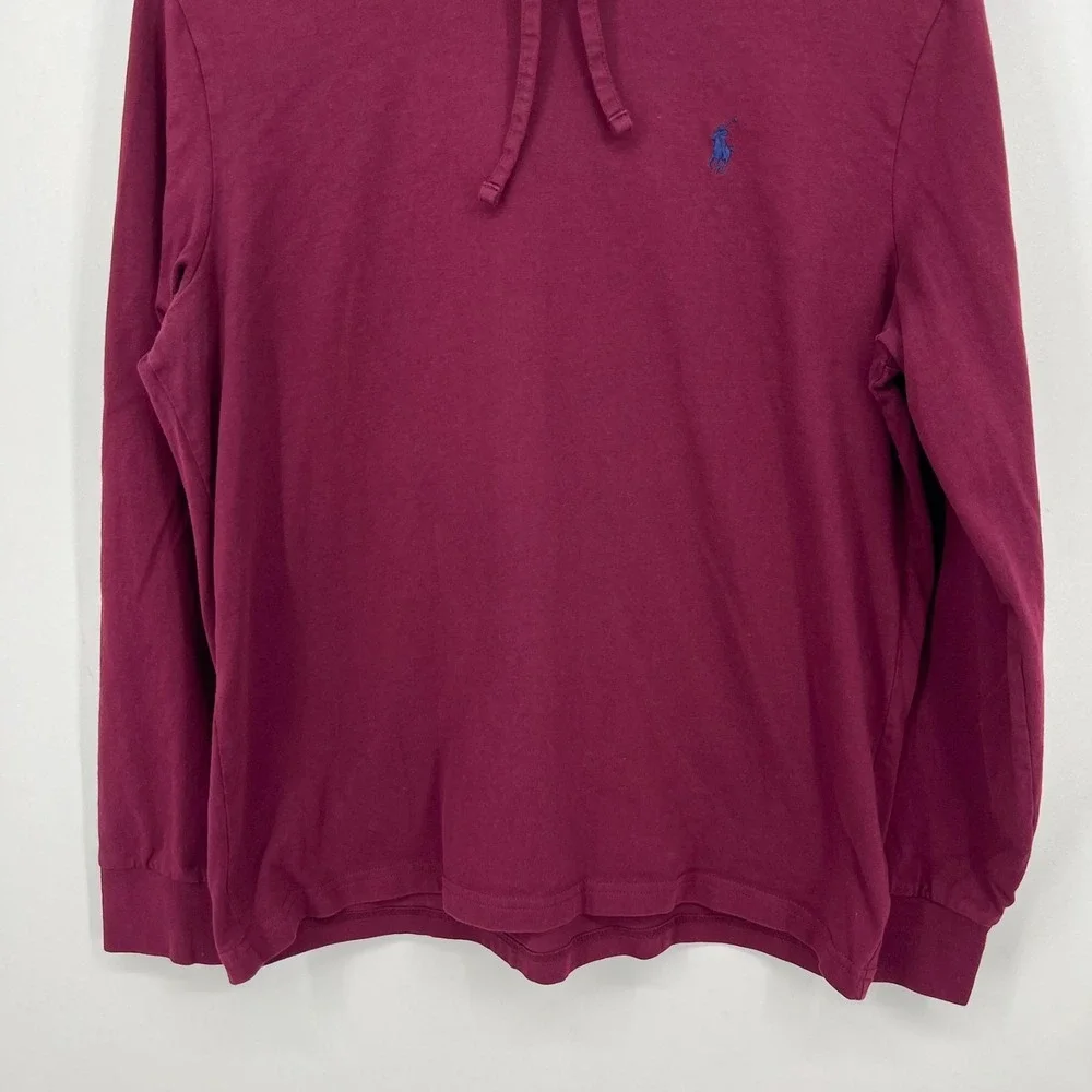 Polo Ralph Lauren Lightweight Pullover Hoodie Men's M Red Maroon Drawstring Pony